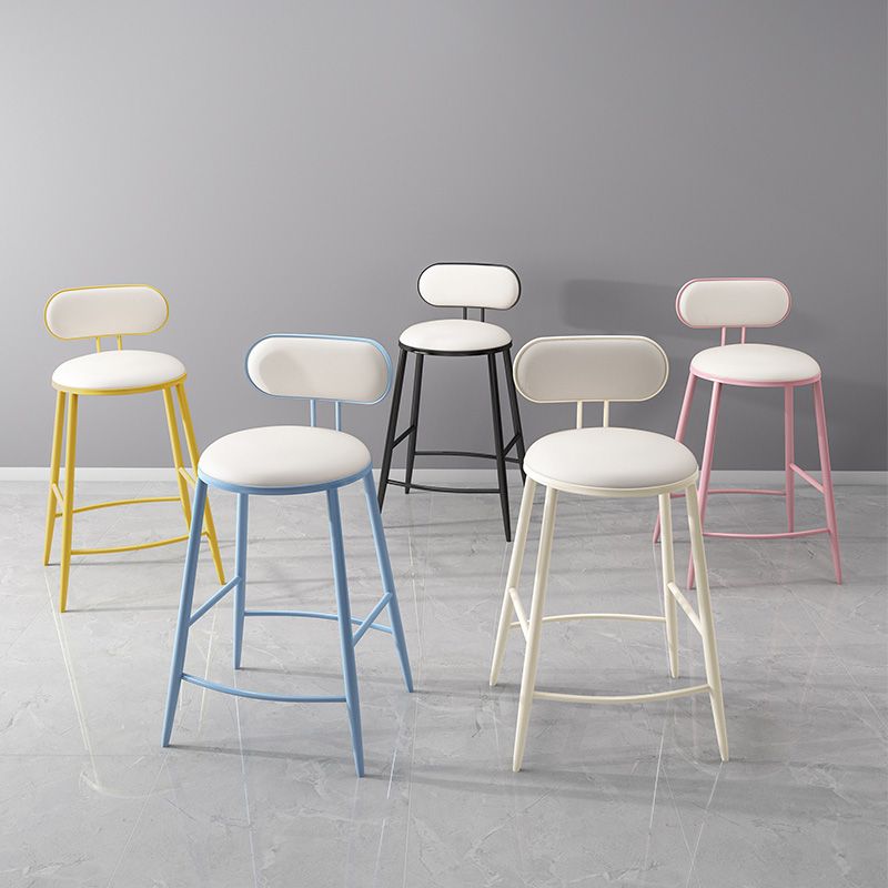 Scandinavian Footrest Milk Tea Shop Stool Matte Finish Iron Bar Stool