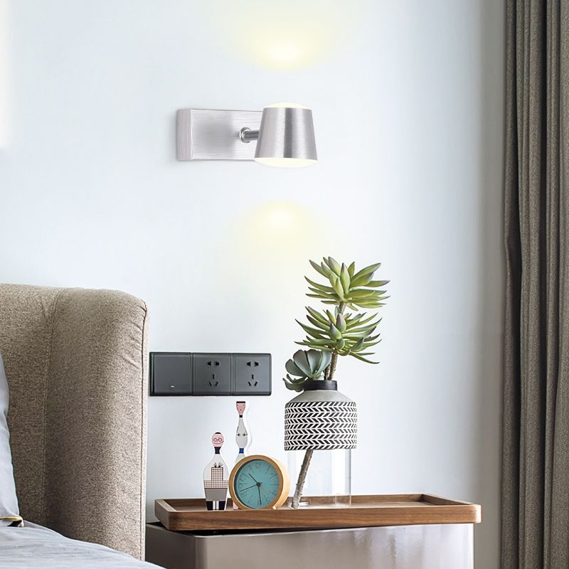 Sala de estar cónica tocador de tocador de estilo simple metal 1/2/3 cabezas de luz plateada lámpara de luz en luz cálida/blanca