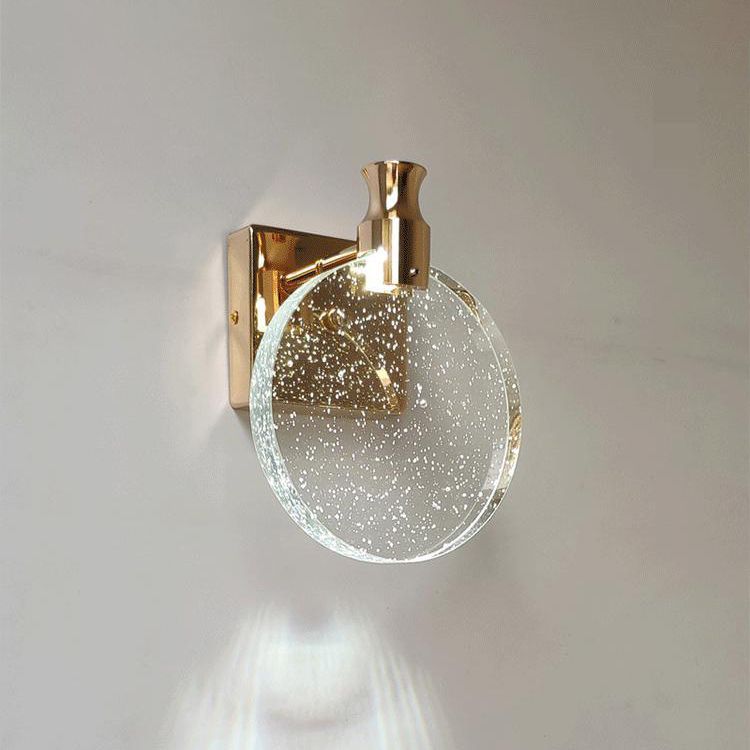 Round Crystal Wall Light Sconces Postmodern Wall Mounted Lighting for Bedroom