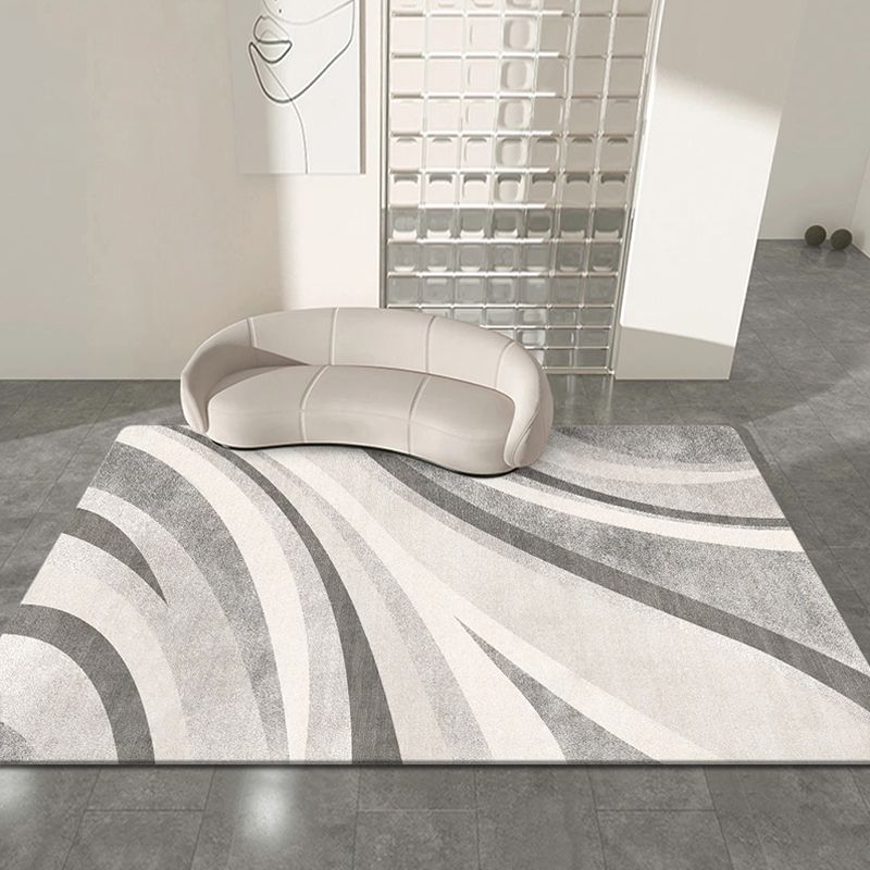 Grey Modern Rug Blending Striped Rug Non-Slip Backing Rug for Home Decoration