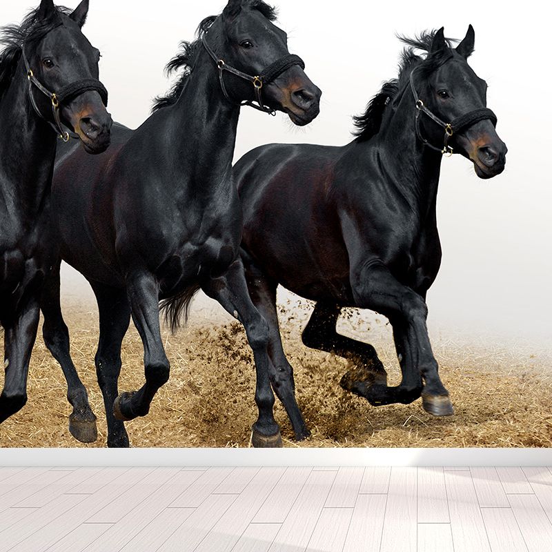 Big Energetic Horse Mural Wallpaper Decorative Contemporary Dining Room Wall Decor