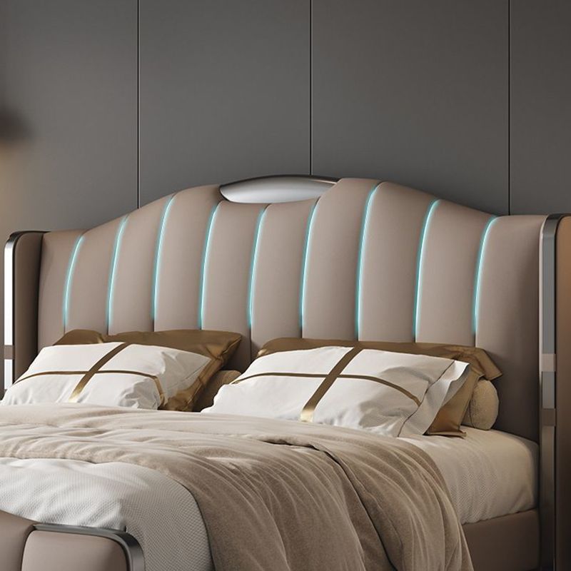 Glam Pine Wood with Headboard Camelback Panel Mattress Included Bed Frame