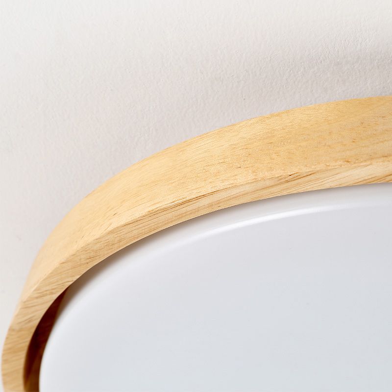 Ultra-Thin Round Bedroom LED Flush Mount Light Wood Simplicity Flush Mount Ceiling Light