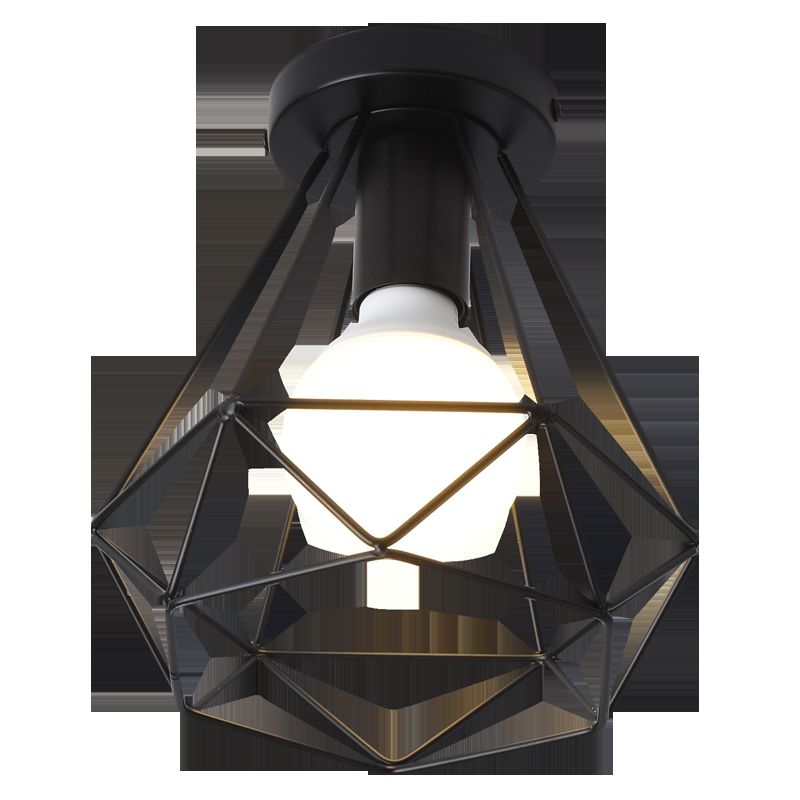 Lámpara de techo incorporada de pequeño Canal de jaula, lámpara de techo negra de metal industrial