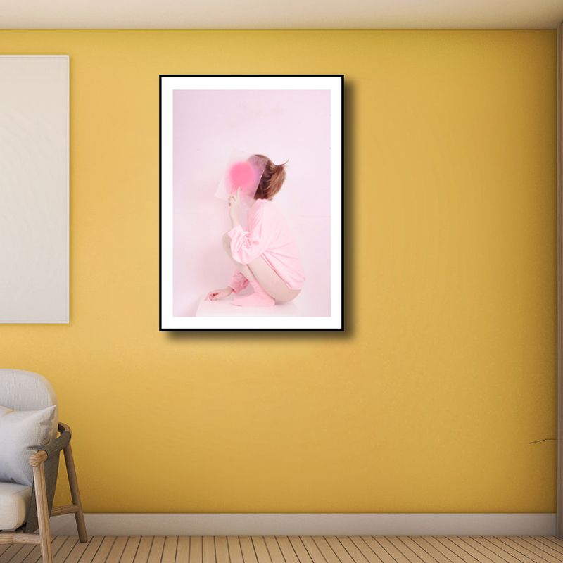 Pink Girly Canvas Wall Art Textured Nordic Girls Bedroom Wall Decor, Multiple Sizes