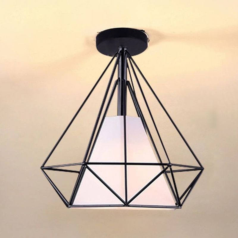 Modern Industrial Style Star Shape Ceiling Light Fabric Lampshade Ceiling Lamp for Living Room Bedroom
