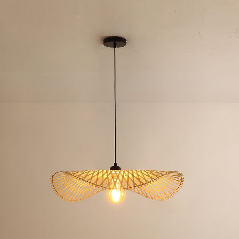 Lotus bladvormige hanglamp bamboe 1 kop hangende lamp armatuur voor theekamer