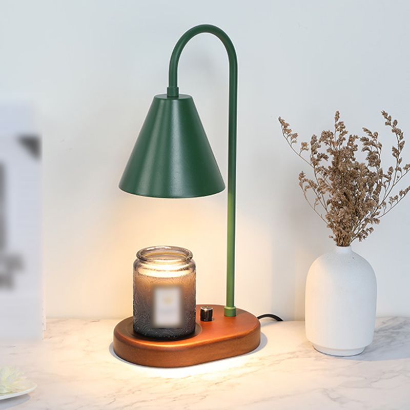Nordic Style Metall Tischlampe Aromatherapie Schmelzen Wachs Schreibtischlampe mit Holz für Schlafzimmer