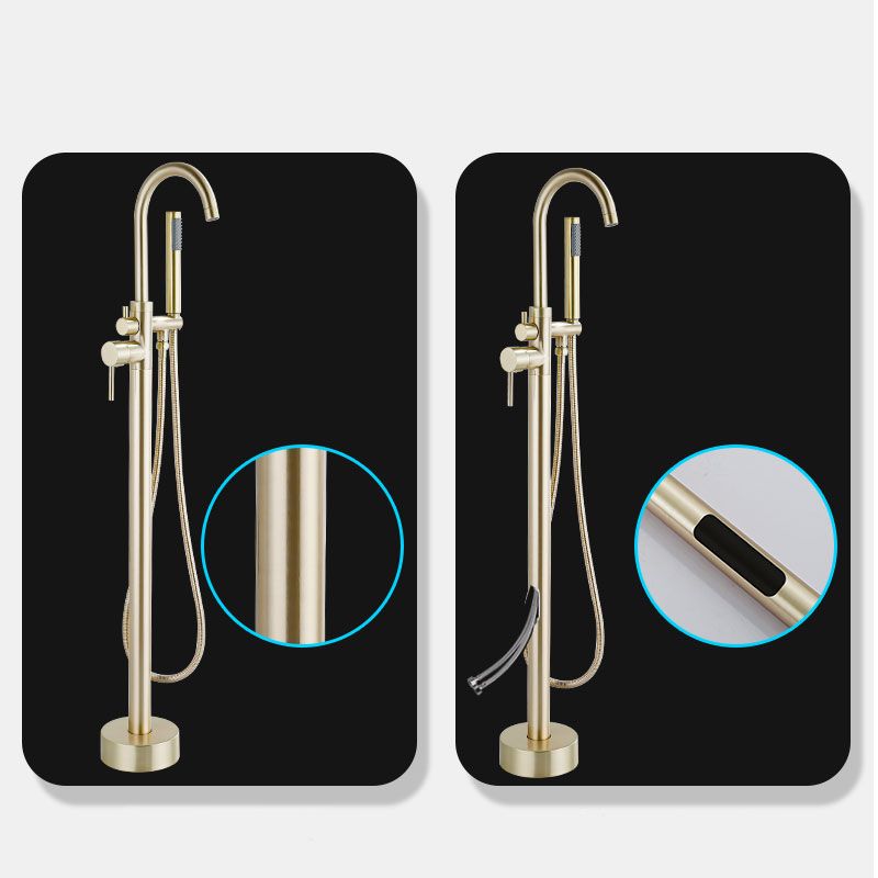 Modern Gold Bath Faucet Trim Floor Mounted High Arc Tub Faucet
