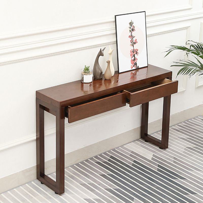 12-inch Wide Console Sofa Table  2-drawer Wood Console Table in Dark Brown