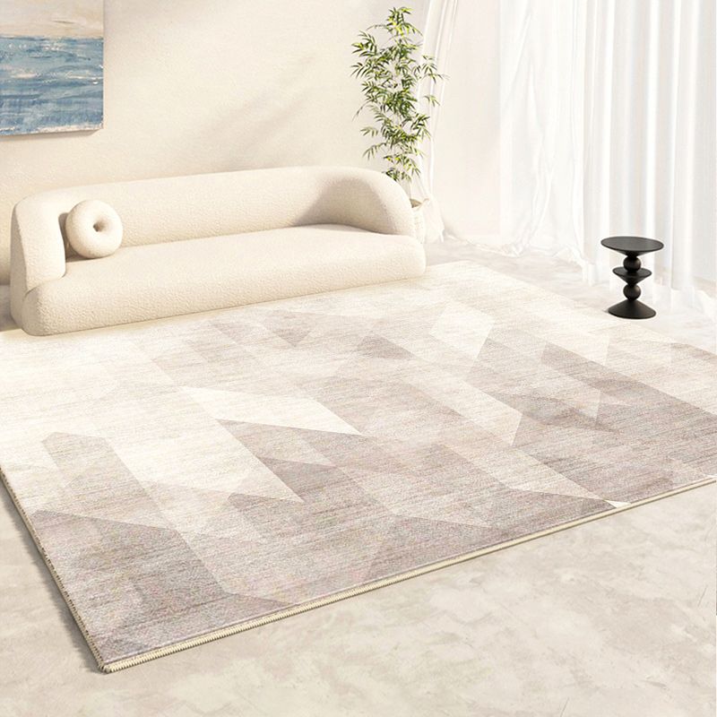 Apricot Modern Area Carpet Plain Pattern Polyester Area Rug Non-Slip Backing Rug for Living Room