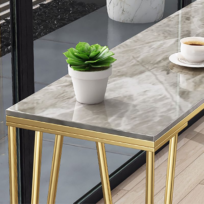 Stone Top Table Industrial Style Bistro Pub Table with Metal Legs