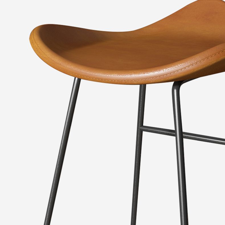 Contemporary Faux Leather Armless Bar Stools with Metal Base