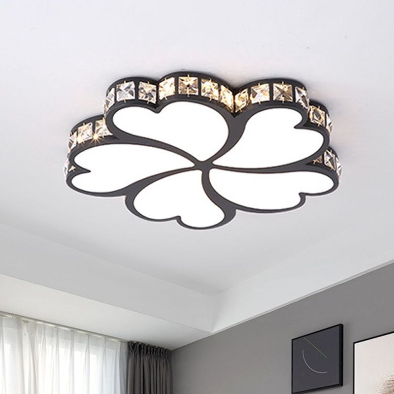 Clover Nordique Mount Ceiling Light with Crystal Shade Black / White / Gold LED Bedroom Ceiling Flush Mount Light