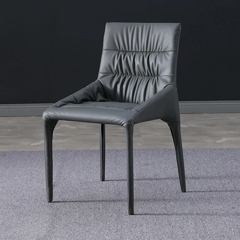 Silla de comedor de metal de estilo moderno, silla lateral sin brazos de comedor de cuero para cocina