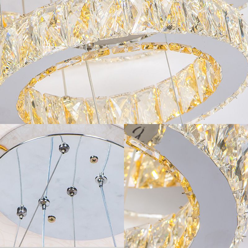 Crystal Block 3 Tiers Lamera lampadina Light Contemporary Gold Appedfiling Lampada in luce calda/bianca per l'isola della cucina