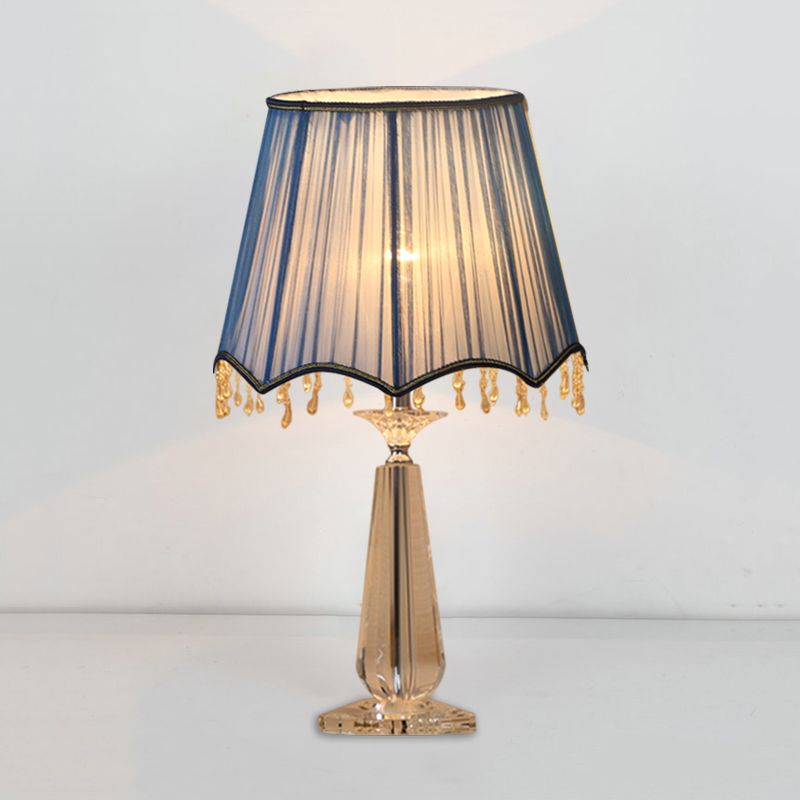 Rot/blau/grün/beige überbackener schatten schatten nachttisch lampe traditionelle Stoff 1 Kopf Schlafzimmer Kristalltisch Leuchte