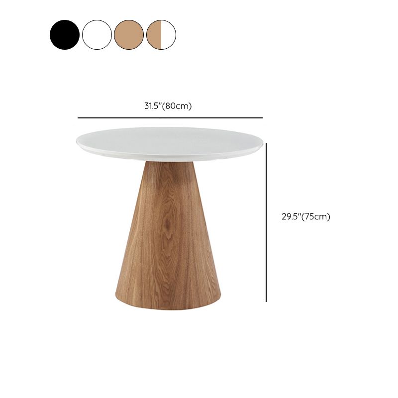 Contemporary Wood Side Table Pedestal Round Living Room Table