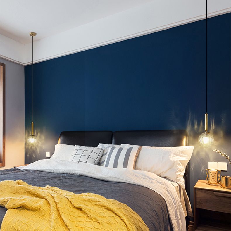 Glass Spherical Pendant Lighting Fixture Modern Style Hanging Pendant Light for Bedroom