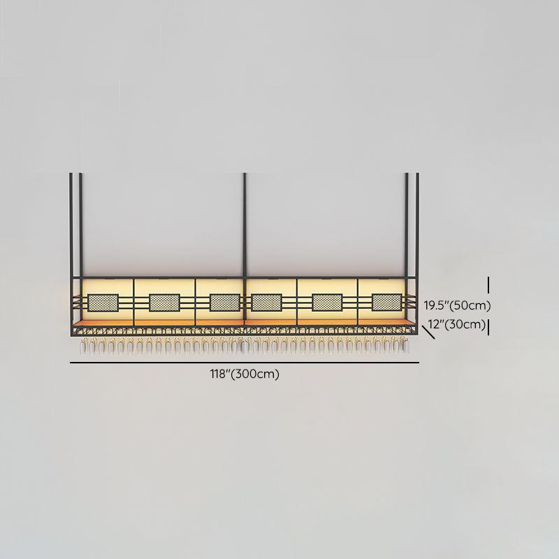 Contemporary Hanging Wine Holder with Glass Holder & Storage Shelf