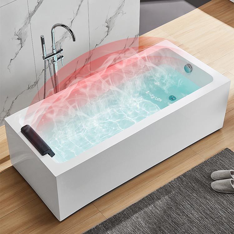 Modern Freestanding Rectangular Bath Tub Acrylic Home Bathtub in White