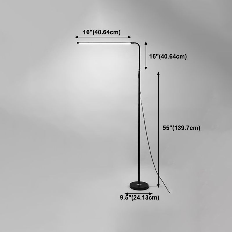 Modern Linear Shape Floor Lamp Metal 1-Light Floor Lamp in Black