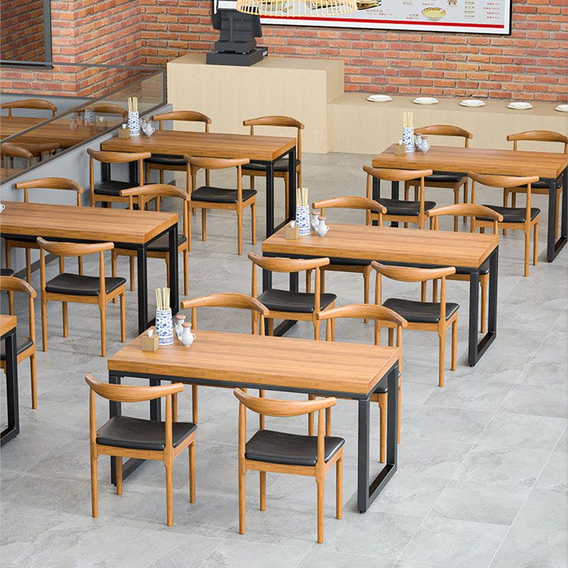 Natural Industrial 1/2/5/7 Pieces Dining Table Set Solid Wood Fixed Dining Table Furniture