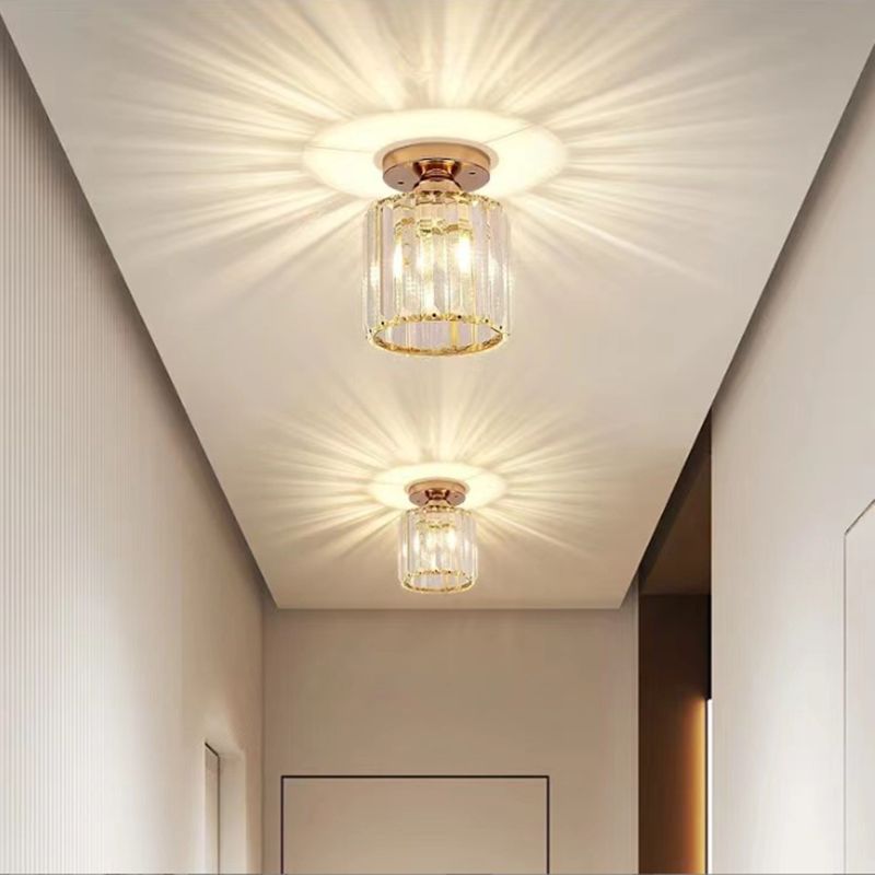 Crystal Geometric Shape Flush Ceiling Light Modern Style 1 Light Flush Mount Light Fixture