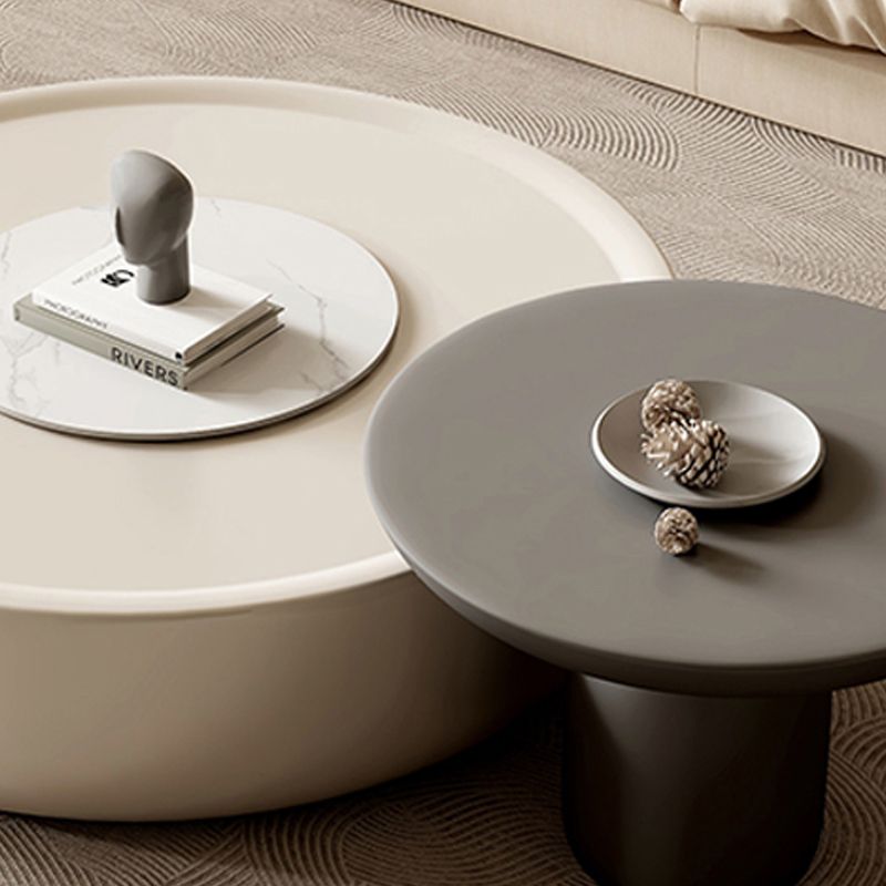 Contemporary Coffee Table Round Wooden Drum Coffee Cocktail Table