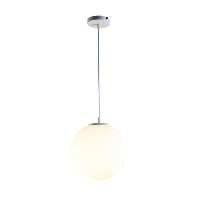 Opaque Glass Spherical Hanging Lamp Modern 1 Head White Pendant Lighting for Dining Room