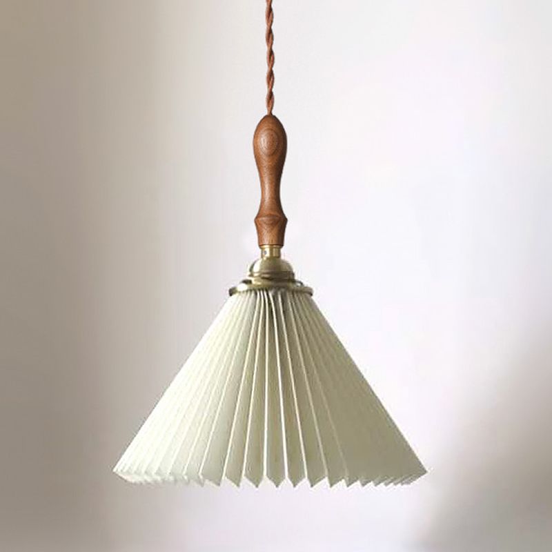 Conical Hanging Pendant Light Minimalist Wood Dining Room Hanging Light Fixture