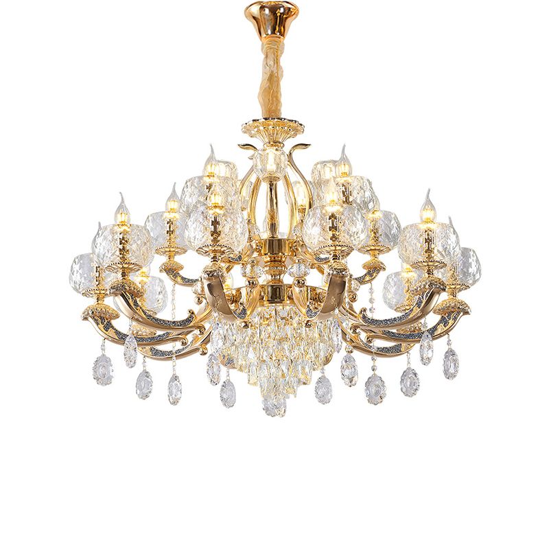 Nordic Style Chandelier Light Gold Living Room Pendant Light with Crystal Drop