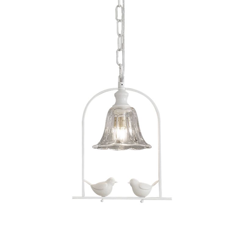 Mini pendentif clair blanc, plafond réglable avec décoration d'oiseaux style moderne