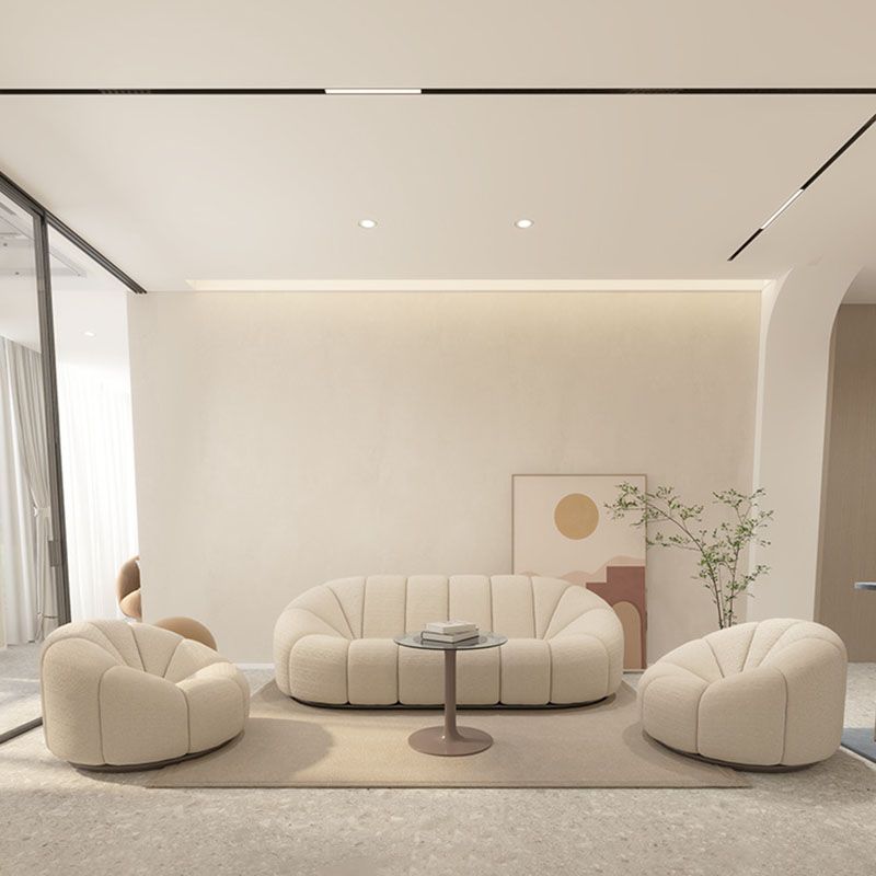 Beige Chenille Curved Sofa Modern 1/2/3-Seater Statement Sofa