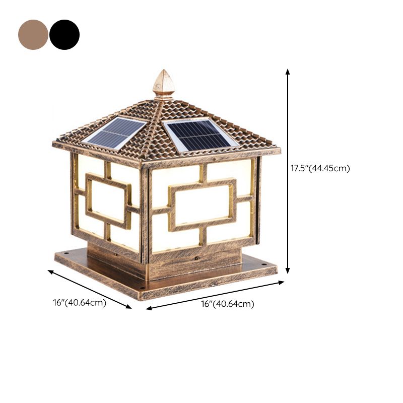 Black/Golden Waterproof Outdoor Lights Square Pillar Lamp for Garden