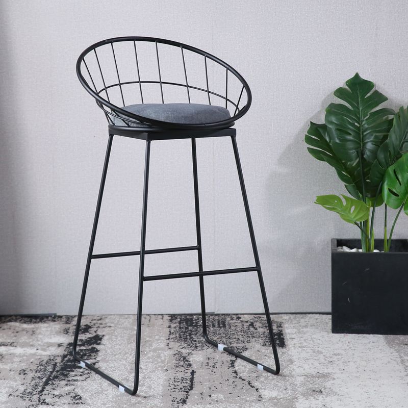 Scandinavian Upholstered Counter Chairs Bucket Barstools with Metal Legs for Home