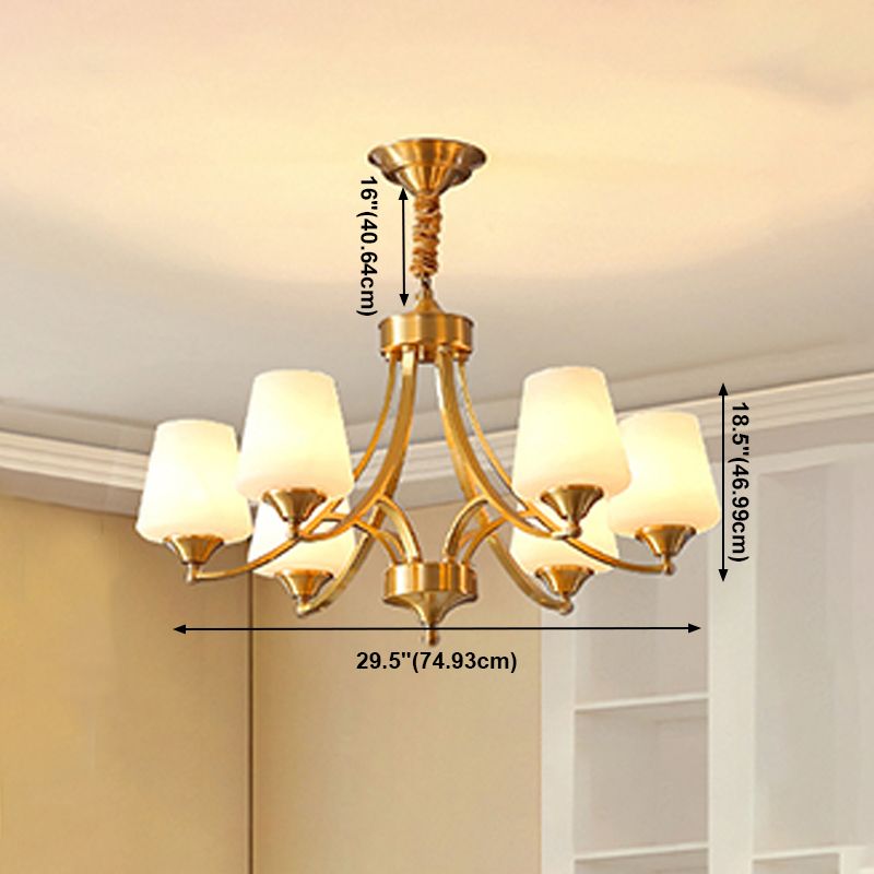 Lustres américains modernes d'éclairage de lustre en cuivre moderne avec teinte en verre