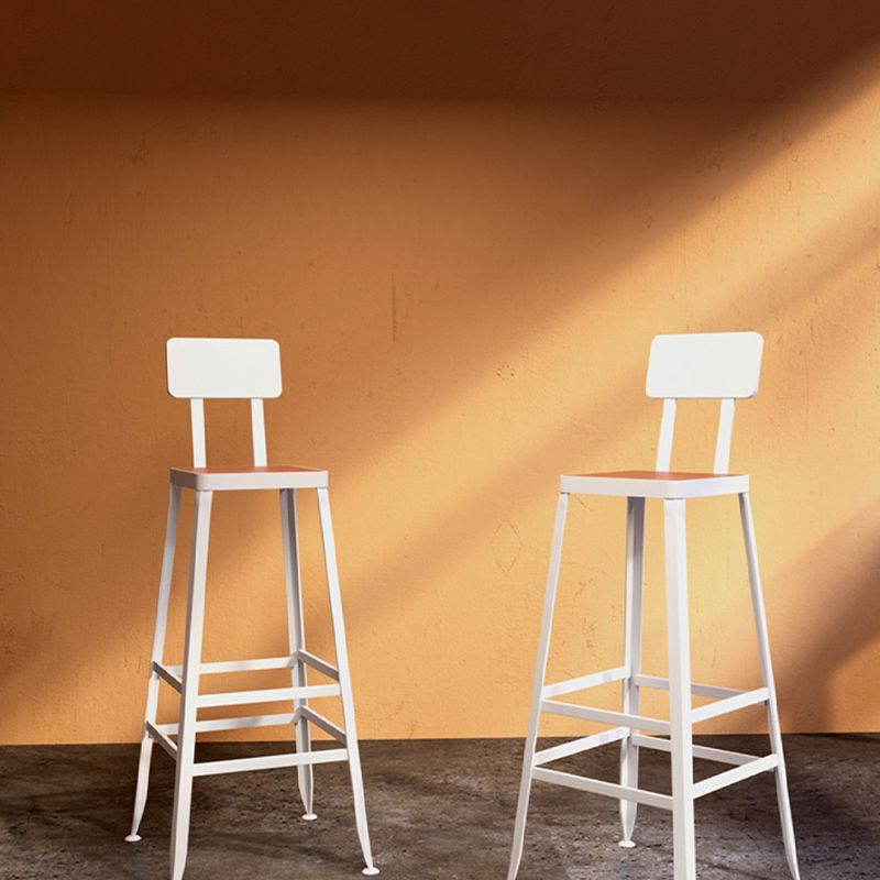 Iron Frame Bar Stool in Black and White Contemporary Low Back Armless Bar Stool