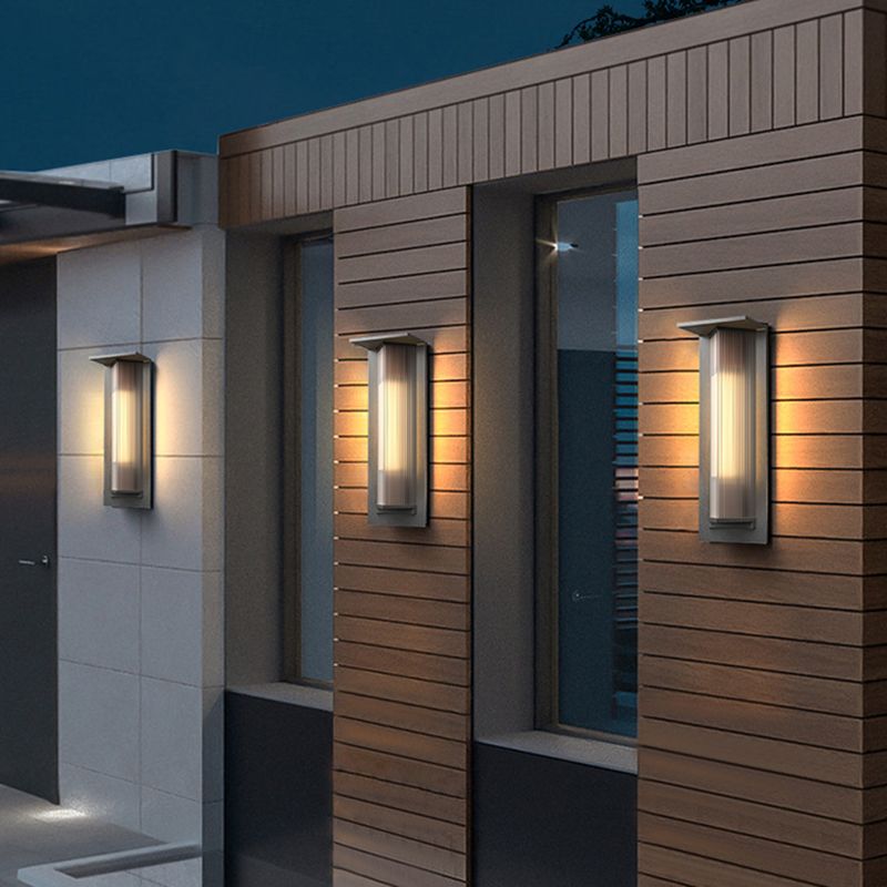 Contemporary Wall Sconce Black Outdoor Wall Light Fixture with Metal