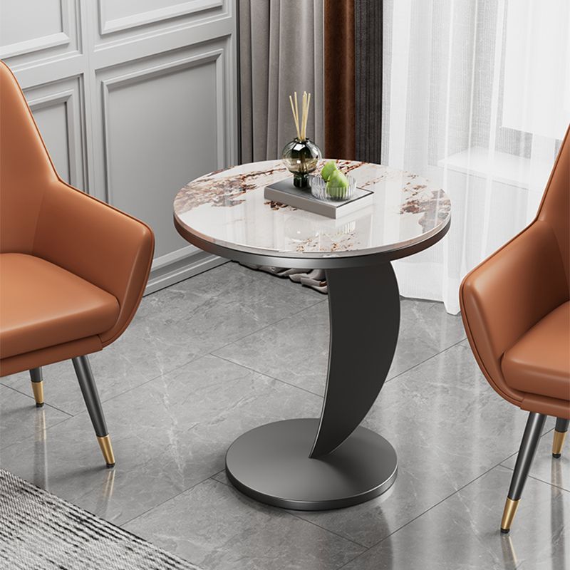 Contemporary Round Stone Top Sofa Side Accent Table for Living Room