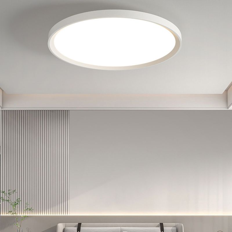 Matte White LED Flush Mount Plastic & Acrylic Round Ceiling Flush