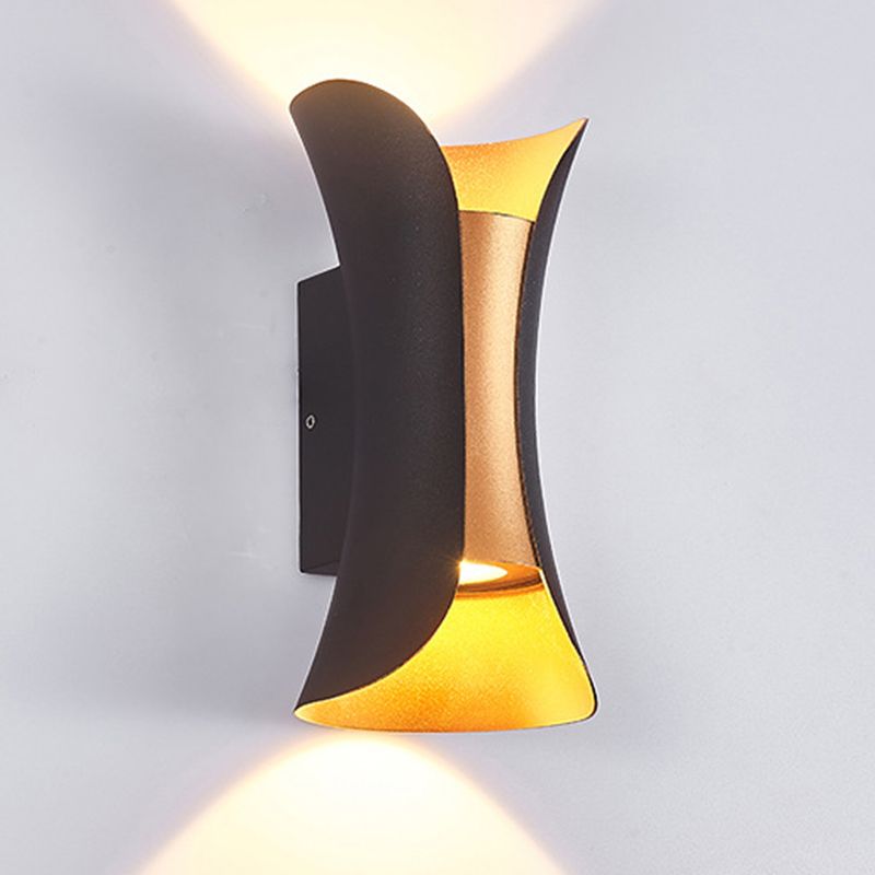Modern Style Curl Shape Wall Sconce Metal 2 Light Sconces for Outdoor