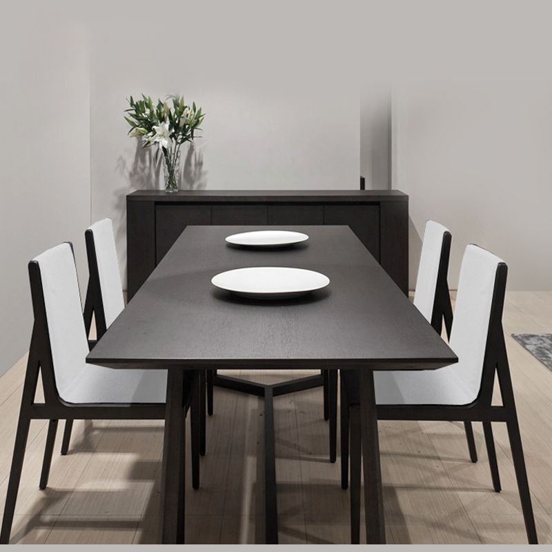 Mesa de comedor industrial rectangular Mesa fija de madera maciza con base de caballete