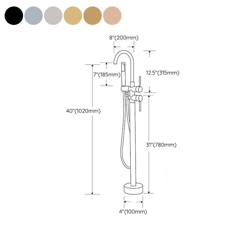 Traditional Floor Mounted Freestanding Tub Filler Double Handles Bathtub Faucet