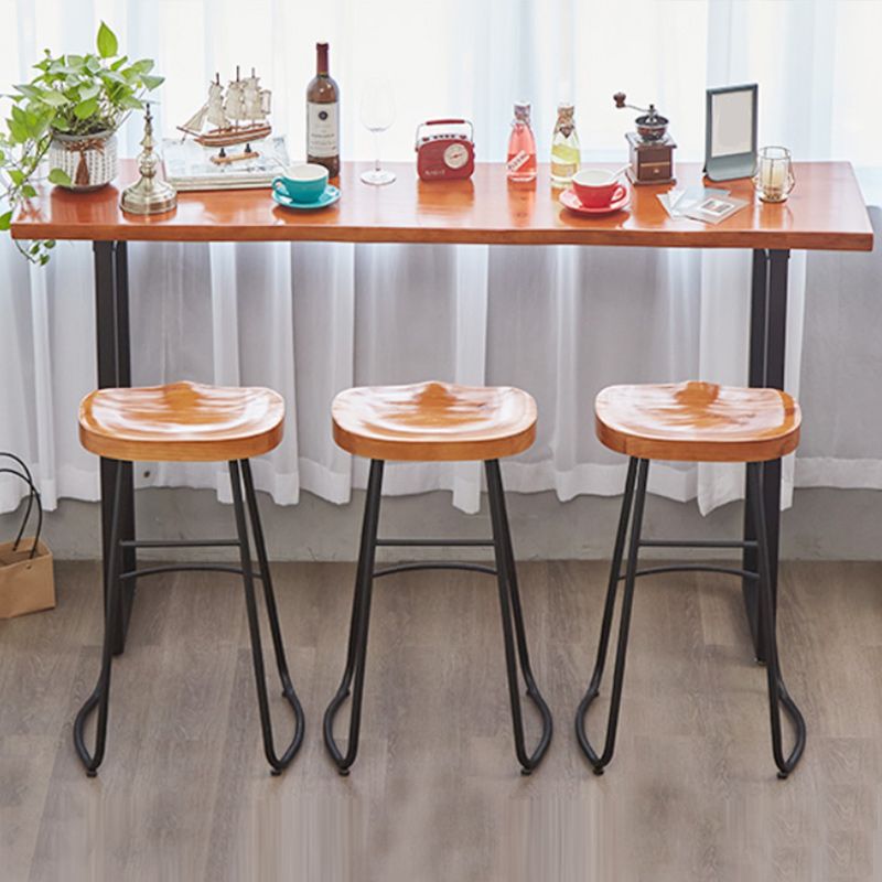 Modern Solid Wood Counter Set 1/2/4 Pieces Rectangle Bar Table Set in Natural