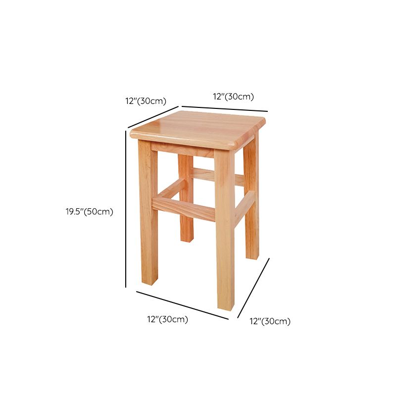 Square Backless Solid Wood Bar Chair Industrial Wooden Chair with 4 Legs