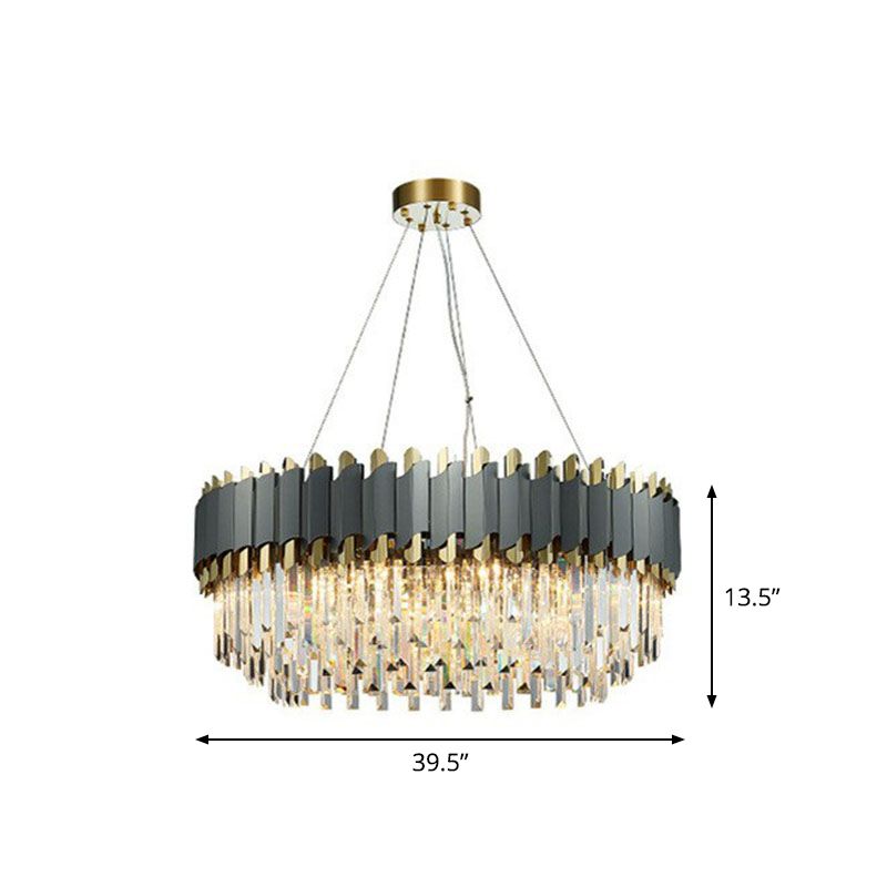 Postmodern Round Ceiling Lighting Crystal Prism Living Room Chandelier Light Fixture in Clear