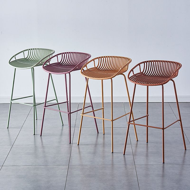 Industrial Backrest Armless Counter Stool Metal Cafe Bar Stool with 4 Legs