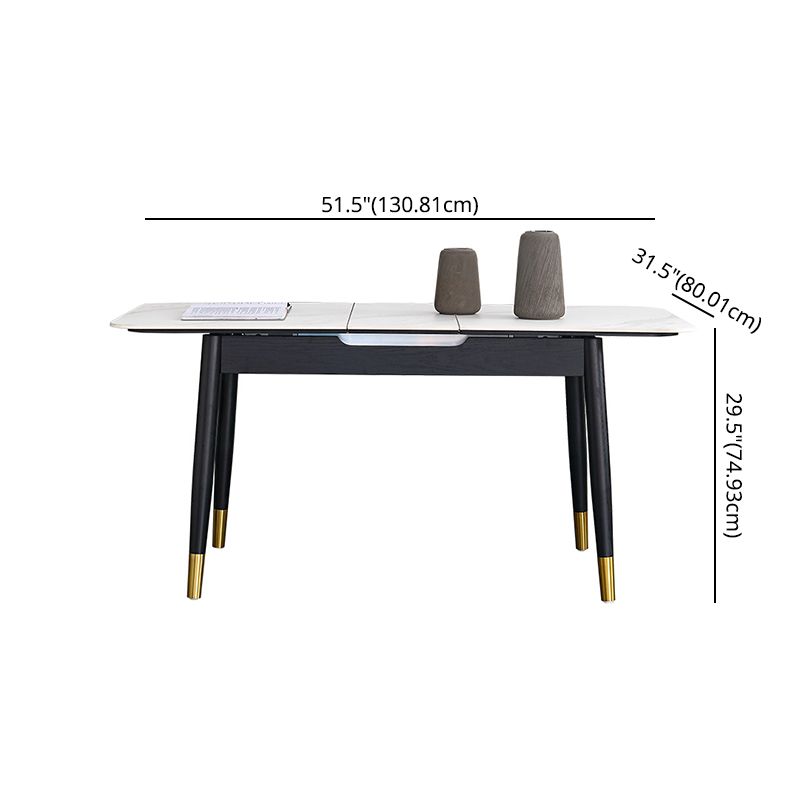 Minimalist Sintered Stone Extendable Dining Set Rectangle Shape White Dining Set for Kitchen