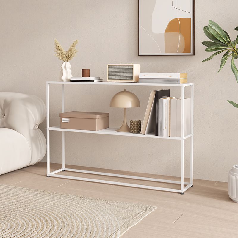 Horizontal Metal Bookshelf Modern Open Back Bookcase with Shelves